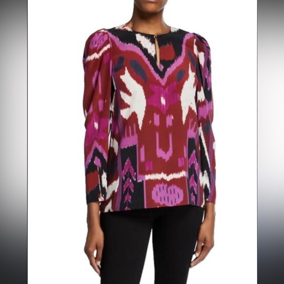Kobi Halperin Tops - Kobi Halperin silk!  Purple Black Graphic Blouse